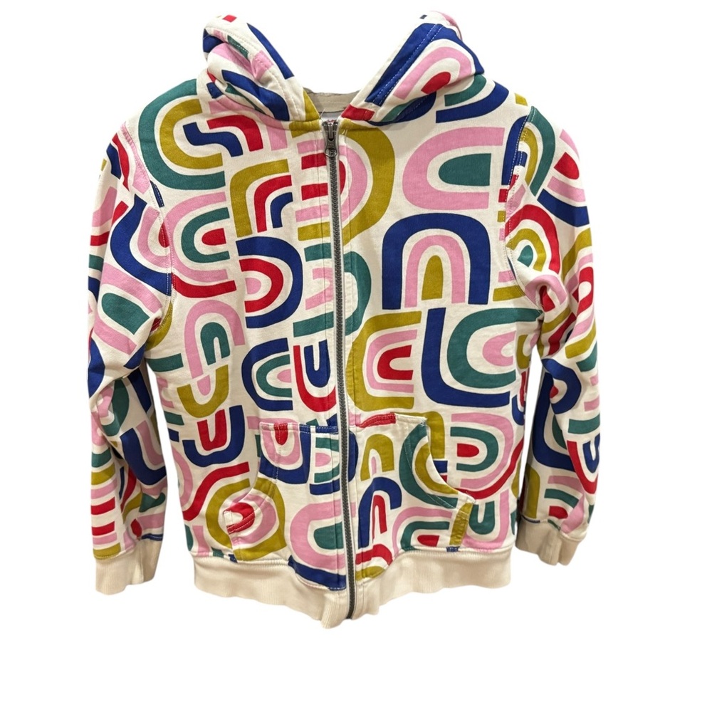 Hanna Andersson Faux Shearling French Terry Hoodie in Curvy Colors size 10
